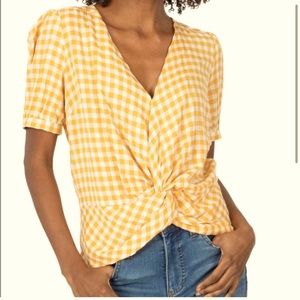 Kut from the Kloth Yellow Gingham Blouse